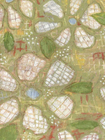 Textured Petals I White Modern Wood Framed Art Print with Double Matting by Deans, Karen