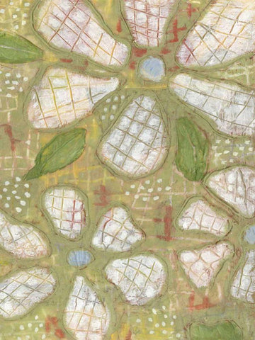 Textured Petals II White Modern Wood Framed Art Print with Double Matting by Deans, Karen