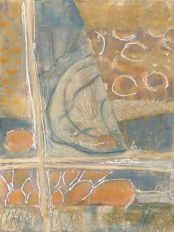 Layers of Pastel I White Modern Wood Framed Art Print with Double Matting by Deans, Karen