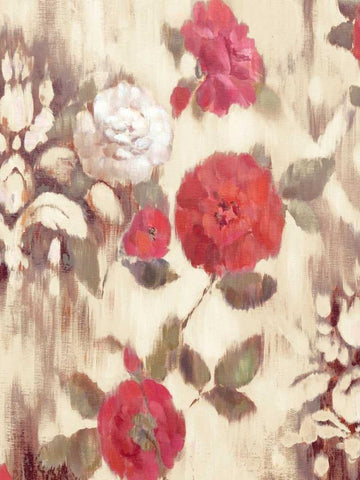 Ikat Rose II White Modern Wood Framed Art Print with Double Matting by Cohen, Marietta