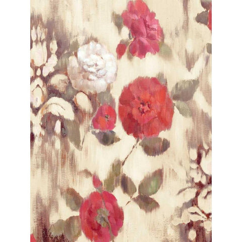 Ikat Rose II Black Modern Wood Framed Art Print with Double Matting by Cohen, Marietta
