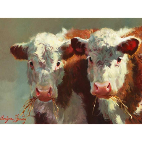 Cow Belles White Modern Wood Framed Art Print by Hawley, Carolyne
