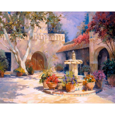 La Fuente Gold Ornate Wood Framed Art Print with Double Matting by Hawley, Carolyne