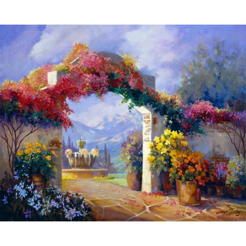 Garden Peace Gold Ornate Wood Framed Art Print with Double Matting by Hawley, Carolyne