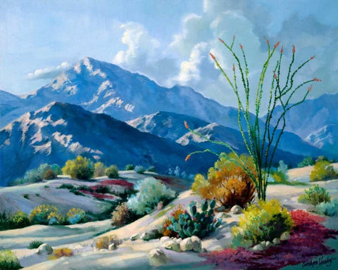 Desert Serenade White Modern Wood Framed Art Print with Double Matting by Hawley, Carolyne
