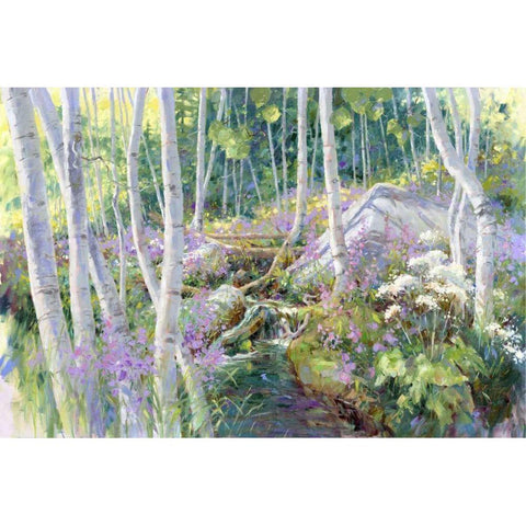 Aspen Glade Black Modern Wood Framed Art Print with Double Matting by Pollard, Julie G.