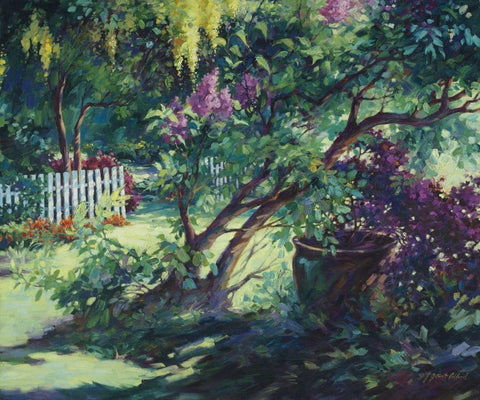From Under the Lilac Black Ornate Wood Framed Art Print with Double Matting by Pollard, Julie G.