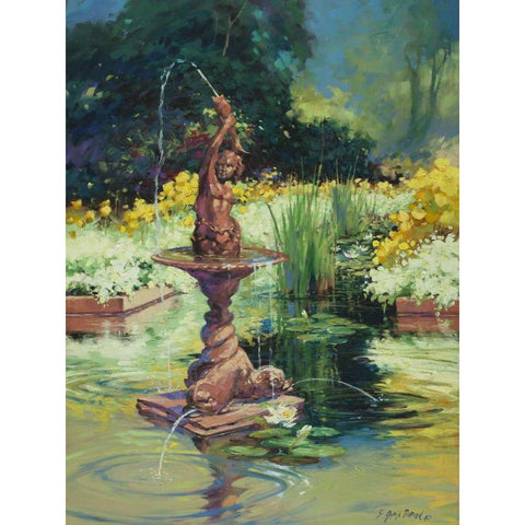 La Fontana Gold Ornate Wood Framed Art Print with Double Matting by Pollard, Julie G.