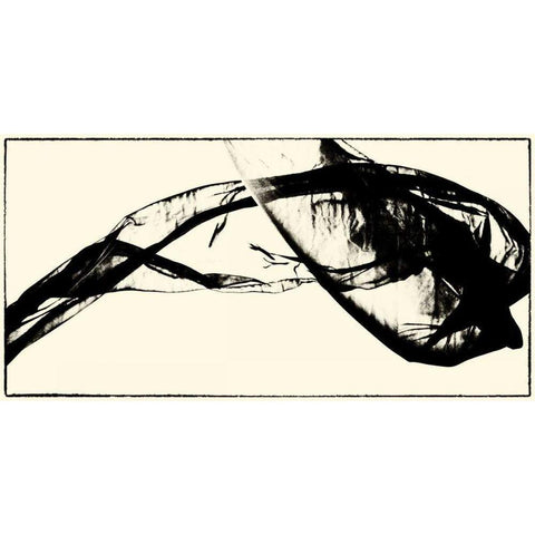 Silk Ink V Black Modern Wood Framed Art Print by Ling, Tang