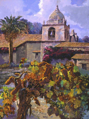 Vineyard at San Miguel Black Ornate Wood Framed Art Print with Double Matting by Hadfield, Clif
