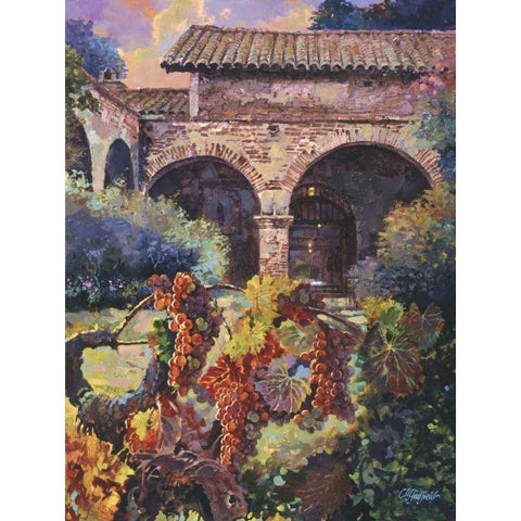 Harvest at the Mission  Black Modern Wood Framed Art Print with Double Matting by Hadfield, Clif