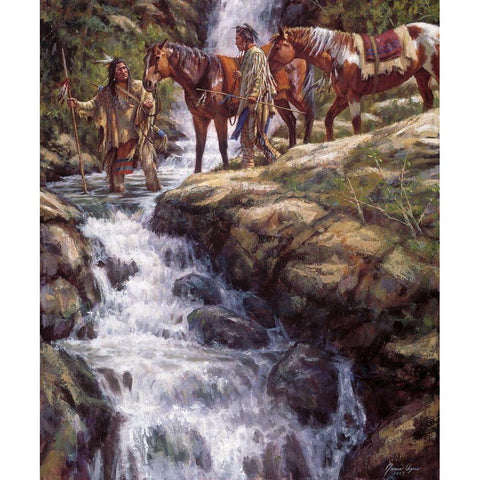 The River Flows Without End Gold Ornate Wood Framed Art Print with Double Matting by Ayers, James