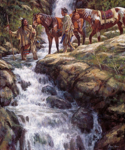 The River Flows Without End Black Ornate Wood Framed Art Print with Double Matting by Ayers, James