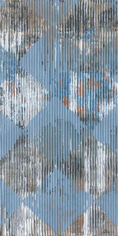 Harlequin Blue I White Modern Wood Framed Art Print with Double Matting by Roll, Dlynn