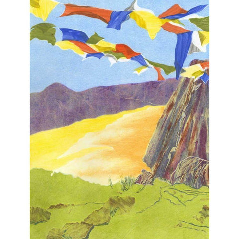 Prayer Flags III Black Modern Wood Framed Art Print by Roth, Carolyn