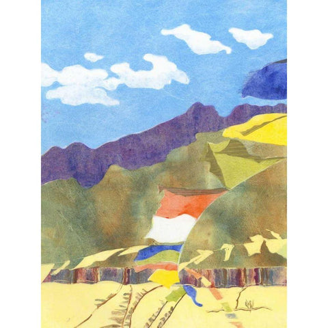 Prayer Flags IV White Modern Wood Framed Art Print by Roth, Carolyn