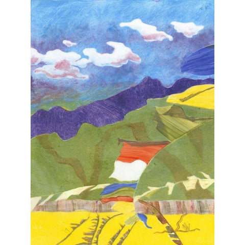 Prayer Flags VI White Modern Wood Framed Art Print by Roth, Carolyn