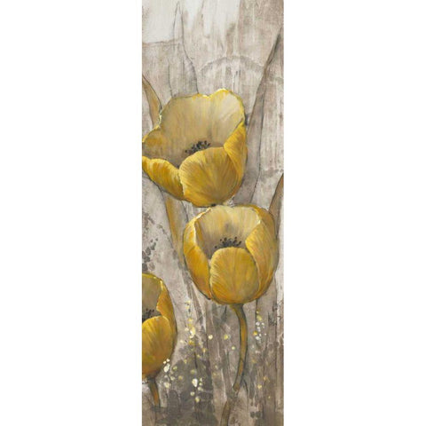 Ochre Tulips I White Modern Wood Framed Art Print by OToole, Tim