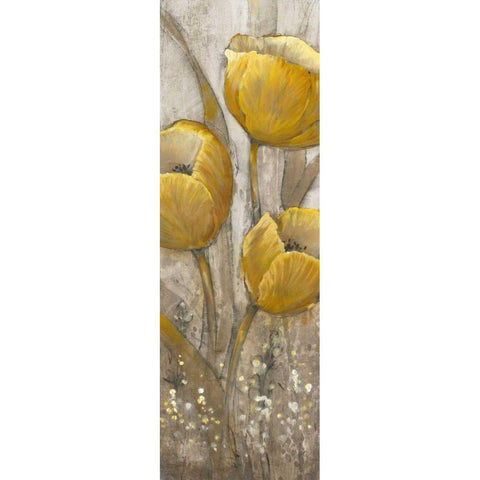 Ochre Tulips II Black Modern Wood Framed Art Print with Double Matting by OToole, Tim