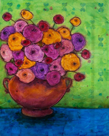 Bursting Blooms White Modern Wood Framed Art Print with Double Matting by Quin, Marabeth