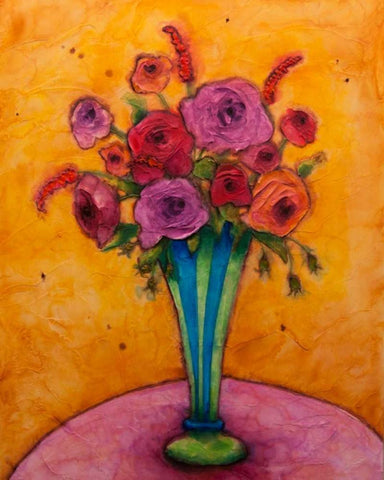 Long-Stemmed Happiness White Modern Wood Framed Art Print with Double Matting by Quin, Marabeth