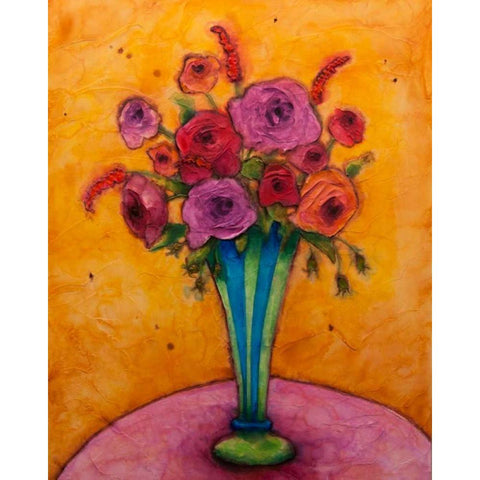 Long-Stemmed Happiness Gold Ornate Wood Framed Art Print with Double Matting by Quin, Marabeth