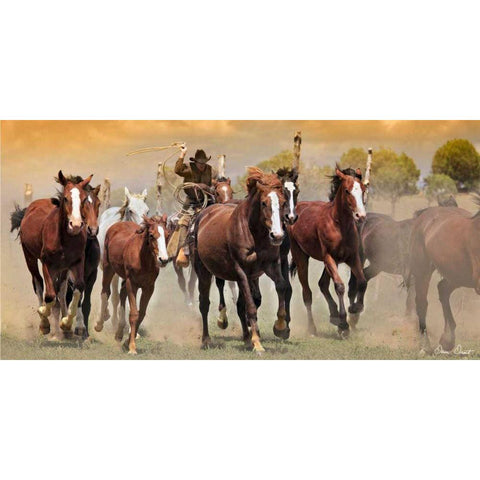 The Chase V Black Modern Wood Framed Art Print with Double Matting by Drost, David