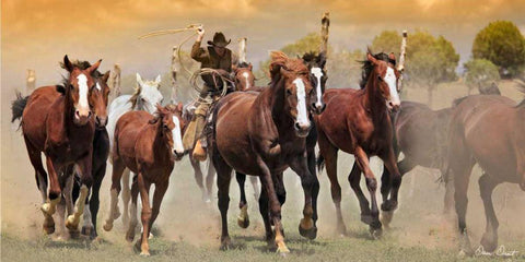 The Chase V White Modern Wood Framed Art Print with Double Matting by Drost, David