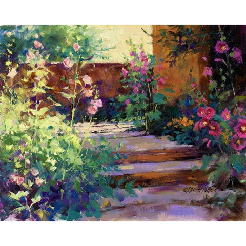 Summer Path Black Modern Wood Framed Art Print with Double Matting by Pollard, Julie G.