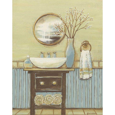 Seabreeze Bath I Gold Ornate Wood Framed Art Print with Double Matting by Russell, Wendy