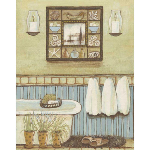 Seabreeze Bath II White Modern Wood Framed Art Print by Russell, Wendy