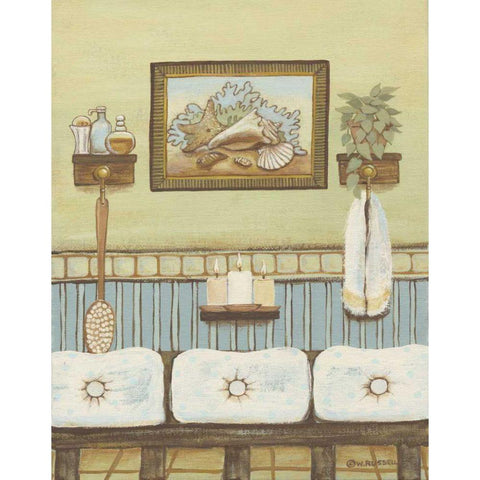 Seabreeze Bath IV Gold Ornate Wood Framed Art Print with Double Matting by Russell, Wendy