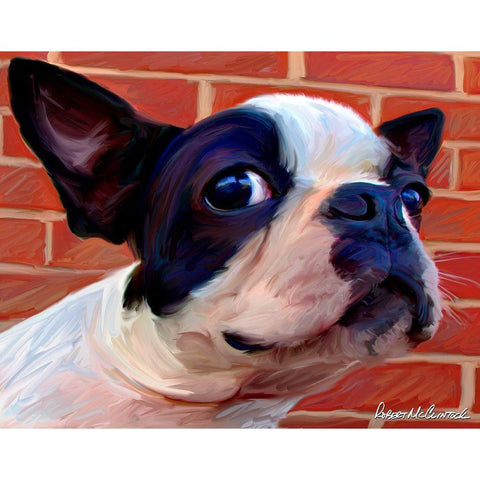 Boston Puppy Gold Ornate Wood Framed Art Print with Double Matting by McClintock, Robert