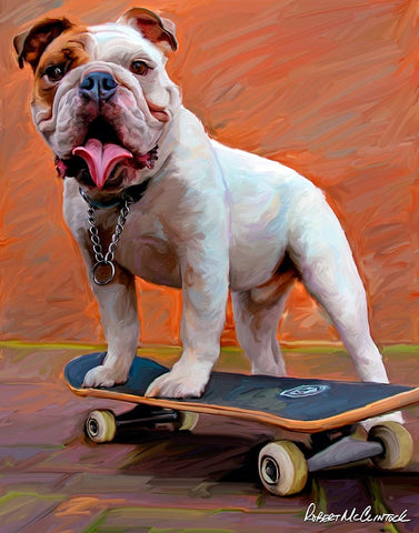 Bull Dog Nose Grind Black Ornate Wood Framed Art Print with Double Matting by McClintock, Robert