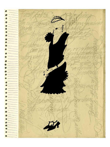 Flapper Fashion III Black Ornate Wood Framed Art Print with Double Matting by Della-Piana, Elissa