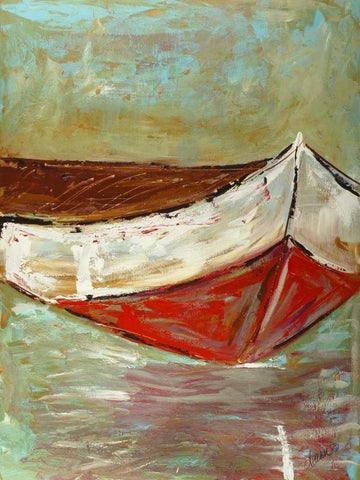 Canoe I White Modern Wood Framed Art Print with Double Matting by Hebert, Deann