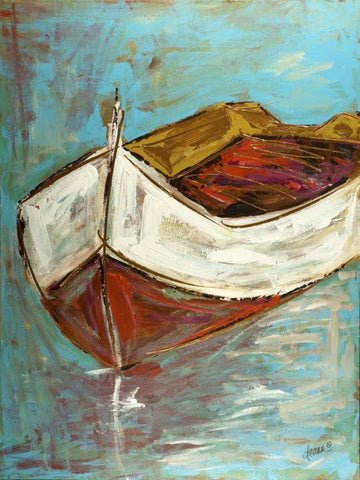 Canoe II White Modern Wood Framed Art Print with Double Matting by Hebert, Deann