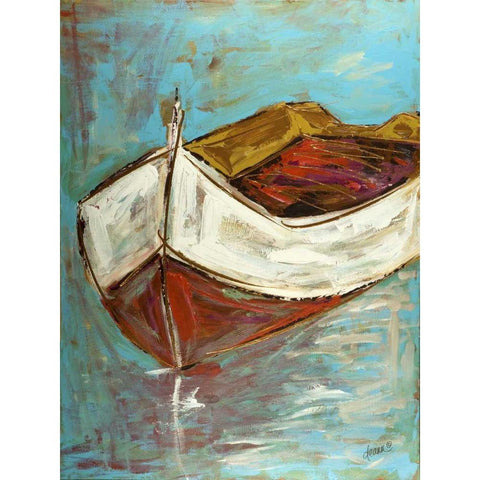 Canoe II Gold Ornate Wood Framed Art Print with Double Matting by Hebert, Deann