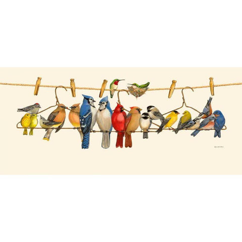 Bird Menagerie II White Modern Wood Framed Art Print by Russell, Wendy