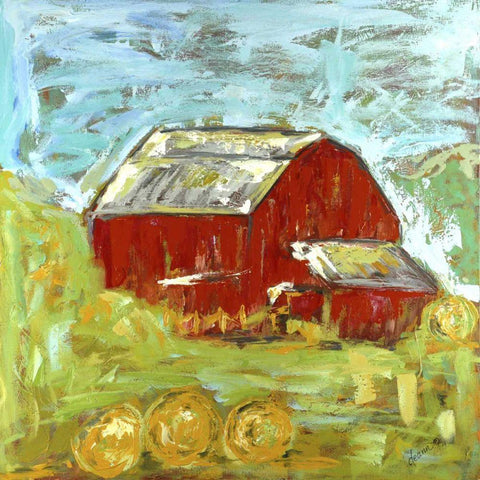 Little Red II White Modern Wood Framed Art Print with Double Matting by Hebert, Deann