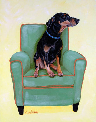 Dobie on Green White Modern Wood Framed Art Print with Double Matting by Dillon, Carol