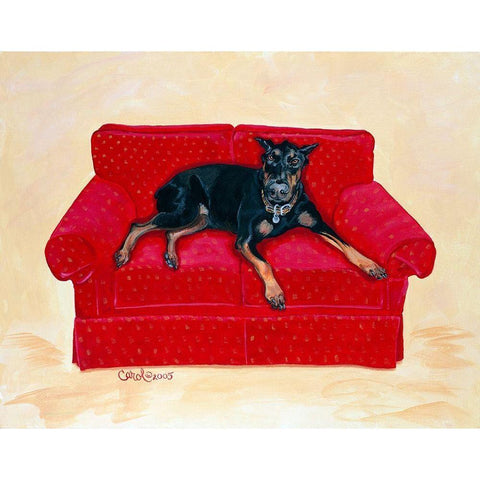 Dobie on Red Gold Ornate Wood Framed Art Print with Double Matting by Dillon, Carol