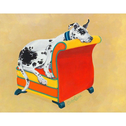 Great Dane on Orange Black Modern Wood Framed Art Print with Double Matting by Dillon, Carol
