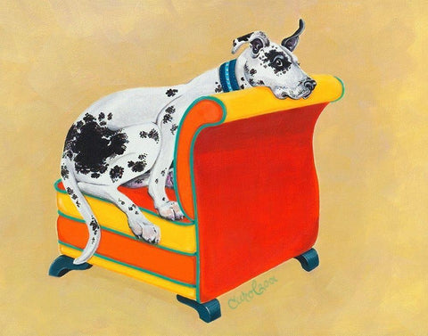 Great Dane on Orange White Modern Wood Framed Art Print with Double Matting by Dillon, Carol