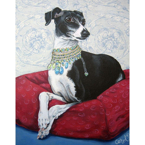 Italian Greyhound on Red Black Modern Wood Framed Art Print by Dillon, Carol