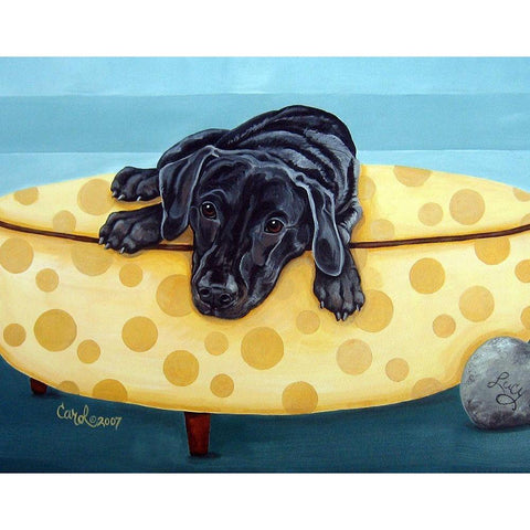 Lab on Yellow Gold Ornate Wood Framed Art Print with Double Matting by Dillon, Carol