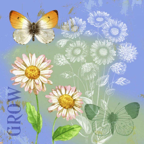Butterflies Inspire III White Modern Wood Framed Art Print with Double Matting by Maday, Jane