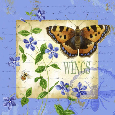Butterfly Meadow II Gold Ornate Wood Framed Art Print with Double Matting by Maday, Jane