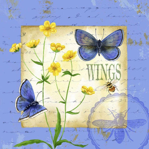 Butterfly Meadow IV Gold Ornate Wood Framed Art Print with Double Matting by Maday, Jane