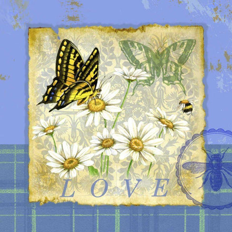 Papillon Plaid I Black Ornate Wood Framed Art Print with Double Matting by Maday, Jane